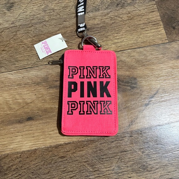 Victoria's Secret Vibrant Pink Wallet with Black Lanyard - Picture 3 of 3